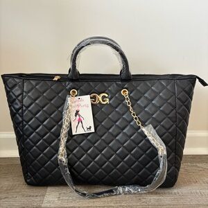 Gilda Paris large quilted tote bag in Black color NWT $199